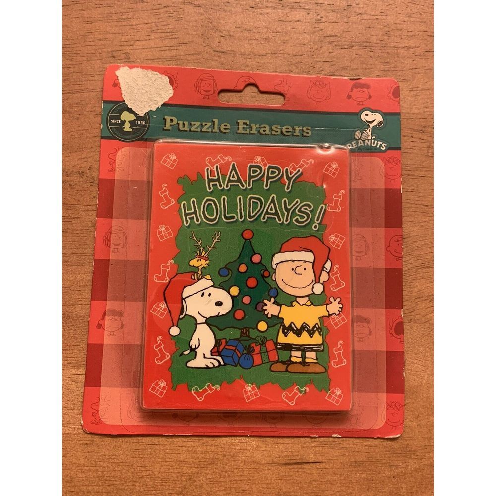PEANUTS CHRISTMAS PUZZLE ERASERS‎ HAPPY HOLIDAYS